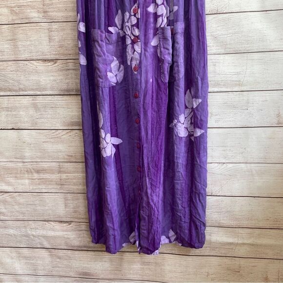 VINTAGE GO FISH BATIK MAXI DRESS IN PURPLE - Picture 2 of 7